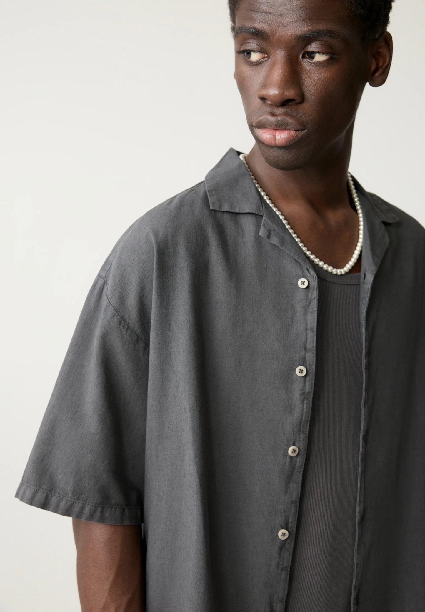 LINEN BLEND - Camicia - dark grey