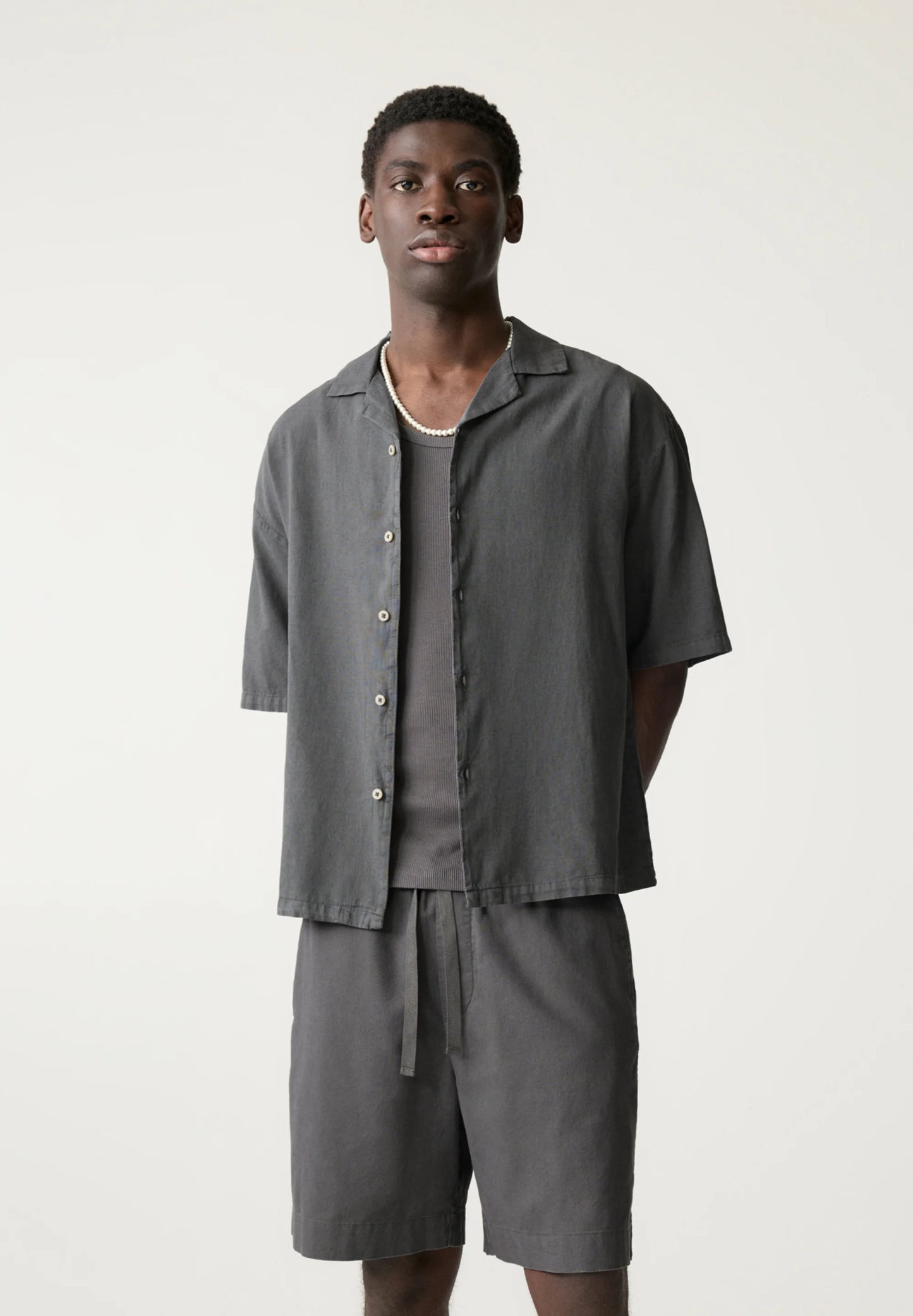LINEN BLEND - Camicia - dark grey