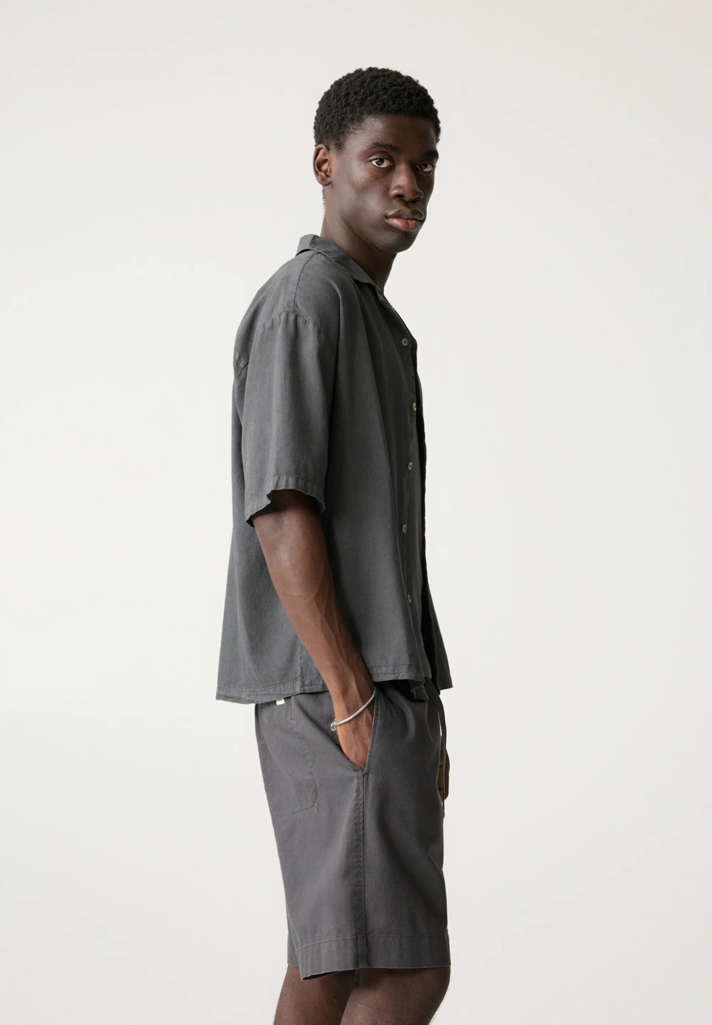 LINEN BLEND - Camicia - dark grey